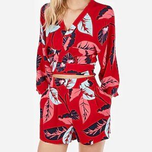 Tropical Print Tie Front and Pleat Front Short